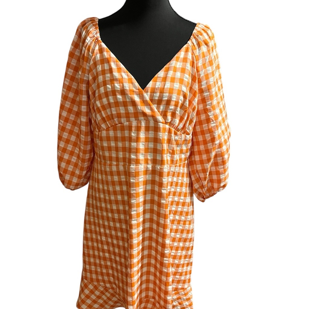 Cato Orange/White Gingham Dress